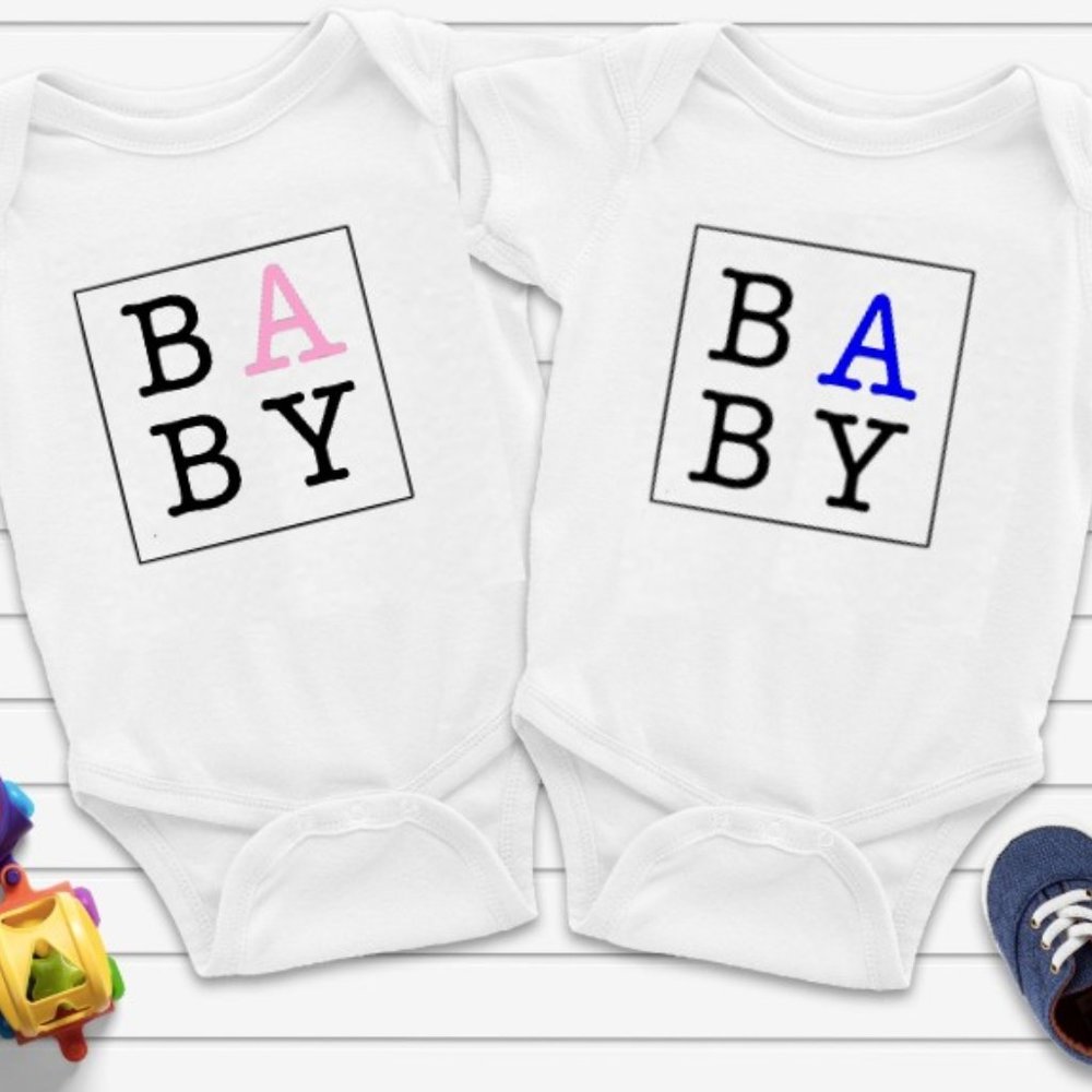 Twin Baby girl and boy onesie set